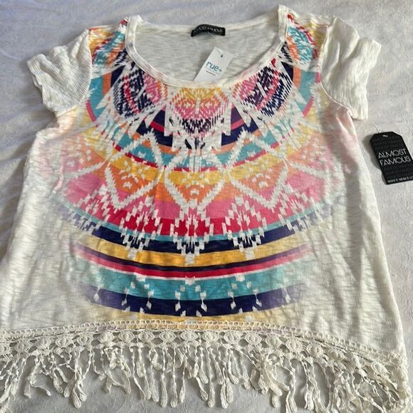 Almost Famous Women's Multicolor Fringe Top Bohemian Plus Size 2X - Picture 1 of 9